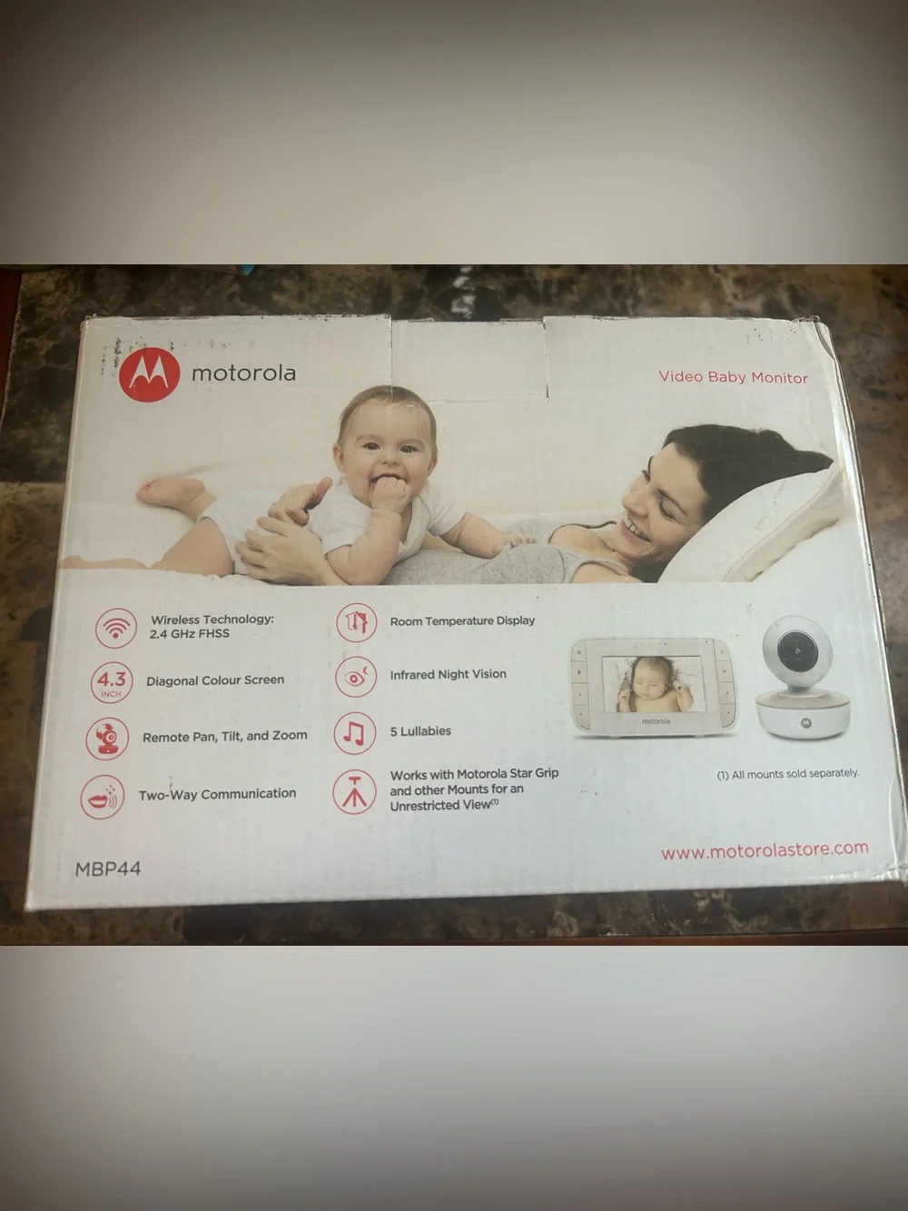 Motorola White Video Baby Monitor with Beige Accents
